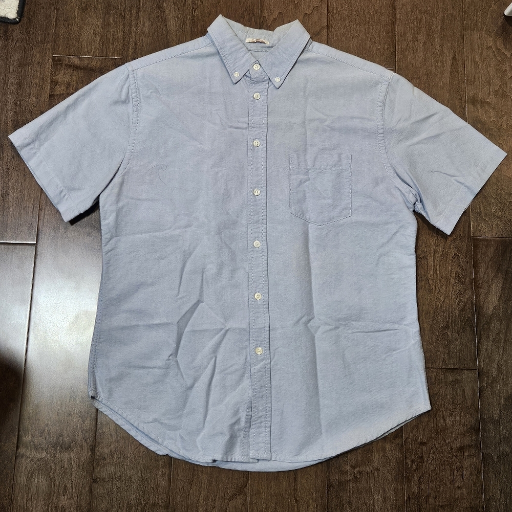 Light Blue Button Short Sleeved Down Shirt Mens Size M